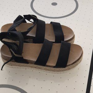STEVE MADDEN, Platform, BLACK, Espadrille Sandals, Size 7-NEW
